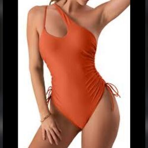 EOMENIE ONE SHOULDER ONE PIECE SWIMSUIT FOR WOMEN HIGH CUT TIE SIDE